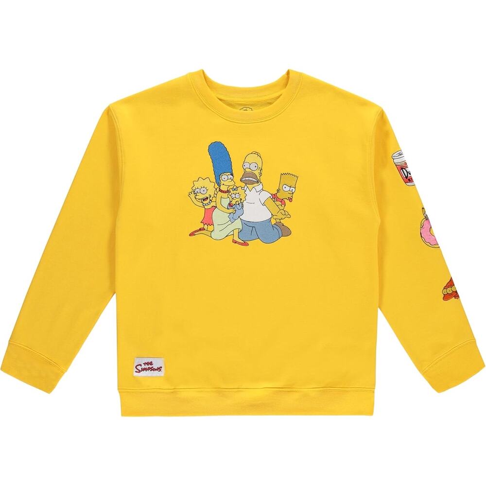 The Simpsons Men's Crewneck Sweatshirt Embroidered Crewneck Sweatshirt XL
